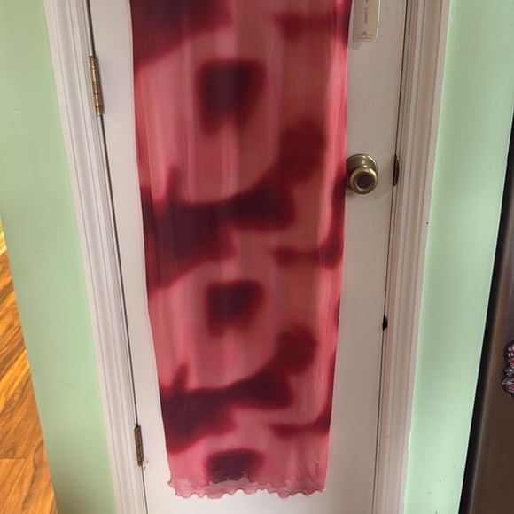 Juniors' Almost Famous Pink Short Sleeve Mesh Funnel Neck Maxi Dress 90s Size XL - Picture 3 of 8